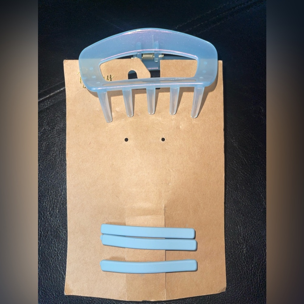Blue Claw and Hair Clips Set